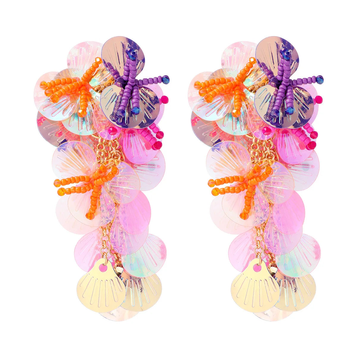 Colorful Shiny Large Shell Earrings