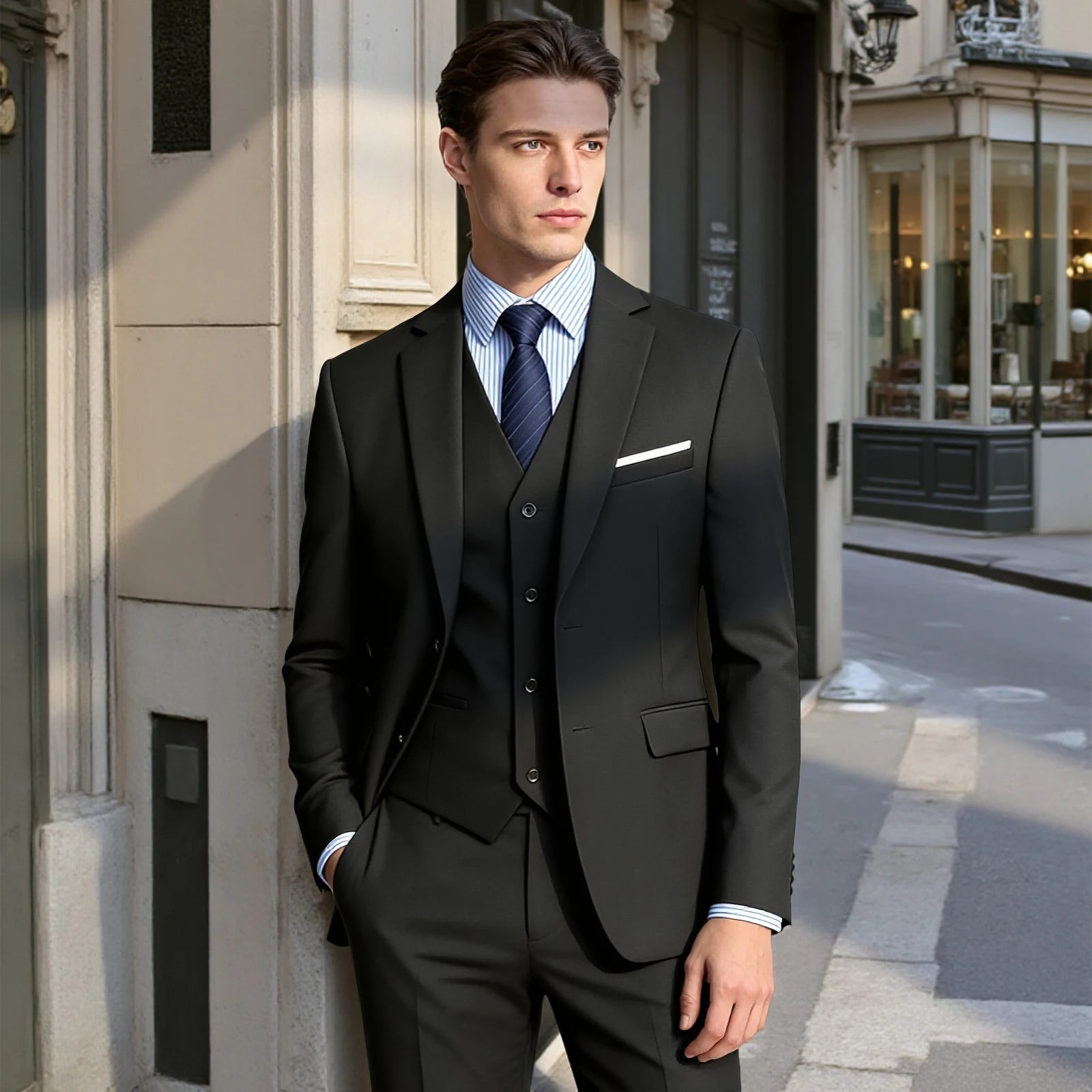 CYPTIRY Men's 3 Piece Suit Set - Classic Business Slim Fit Clothing Package Includes Blazer Pants And Shirt