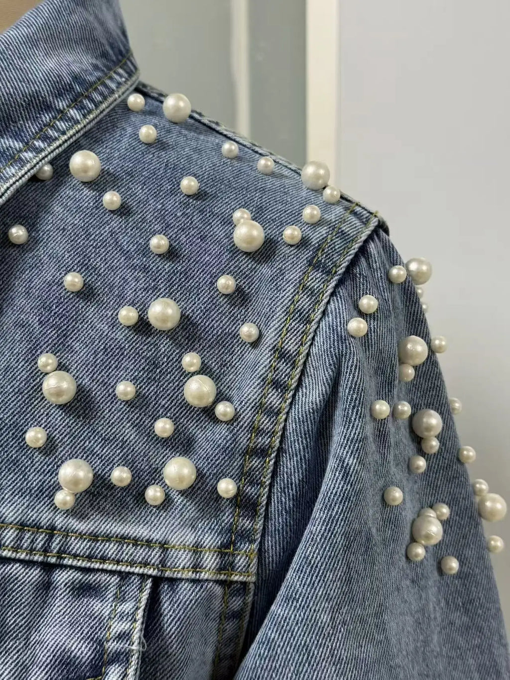 Women's Trendy Beaded Denim Jacket for Spring And Autumn New Fashion Casual Outerwear