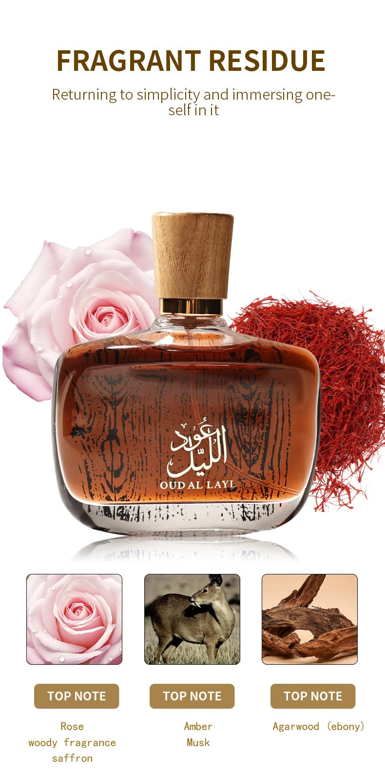 Arab Perfumes OUD AL LAYL Unisex Long Lasting Perfume For Man Woman Dubai Desert Flower Parfum Female Fragrance Parfume