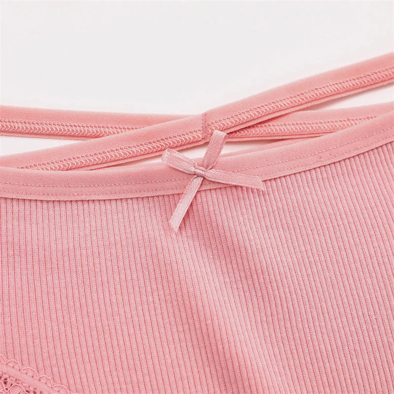 3PCS/Set Women’s Cotton Lace Bikini Panties – Low-Rise Breathable Soft Stretch Underwear (95% Cotton Comfort Fit) Sexy Low Rise Lace Brazilian Panties Hollow Out Soft Breathable Lingerie Female Bow Underwear S-XL