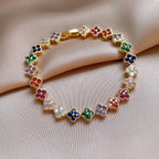 Crystal Flower Lucky Stainless Steel Bracelet