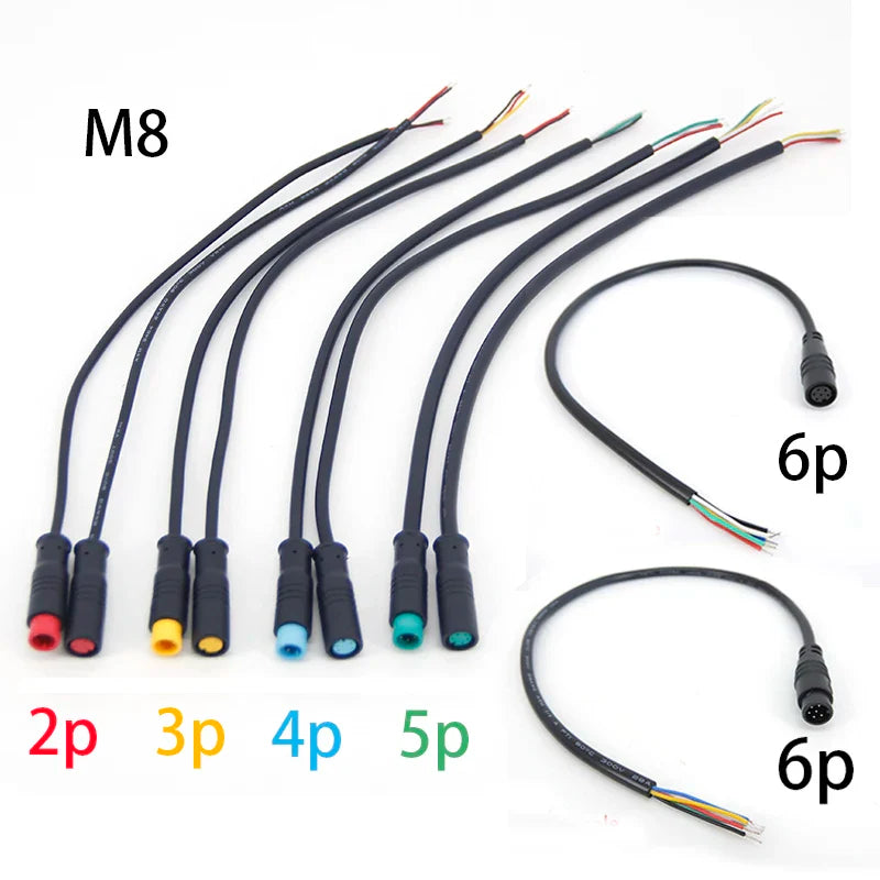 Male+Female Connector 2 3 4 5 6Pin M8 Cable Waterproof Connector For Ebike Optional Cable Ebike Accessories