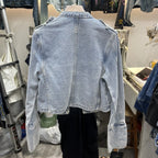 Denim Coat Women Jacket Streetwear Distressed Button Stand Collar Washed Patchwork Female Vintage Autumn Casual Outerwear