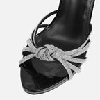 Open Toe Silver Crystal Band Platform High Heels