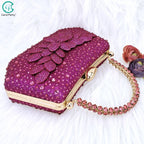 New Nigerian Best Selling Handmade Garland Gag and Shoes Fashionable Elegant Pointed Toe Women's Pumps Crystal Handle Clutch