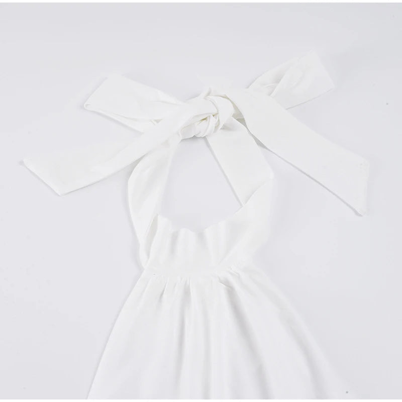 Lace Patchwork Halter Sleeveless Top Bow SLeeveless Tie Slim Fitted 2026 Summer Elegant Women Blouse Versatile Chic Lady Top