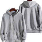 Men’s Casual Zipper Hoodie – Autumn Winter Long Sleeve Hooded Sweatshirt for Daily Wear & Sports