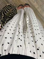Black Polka Dot Linen Pants Women Wide Leg Summer Trousers Baggy For Ladies White Oversize Cotton Linen Pants Woman Wide