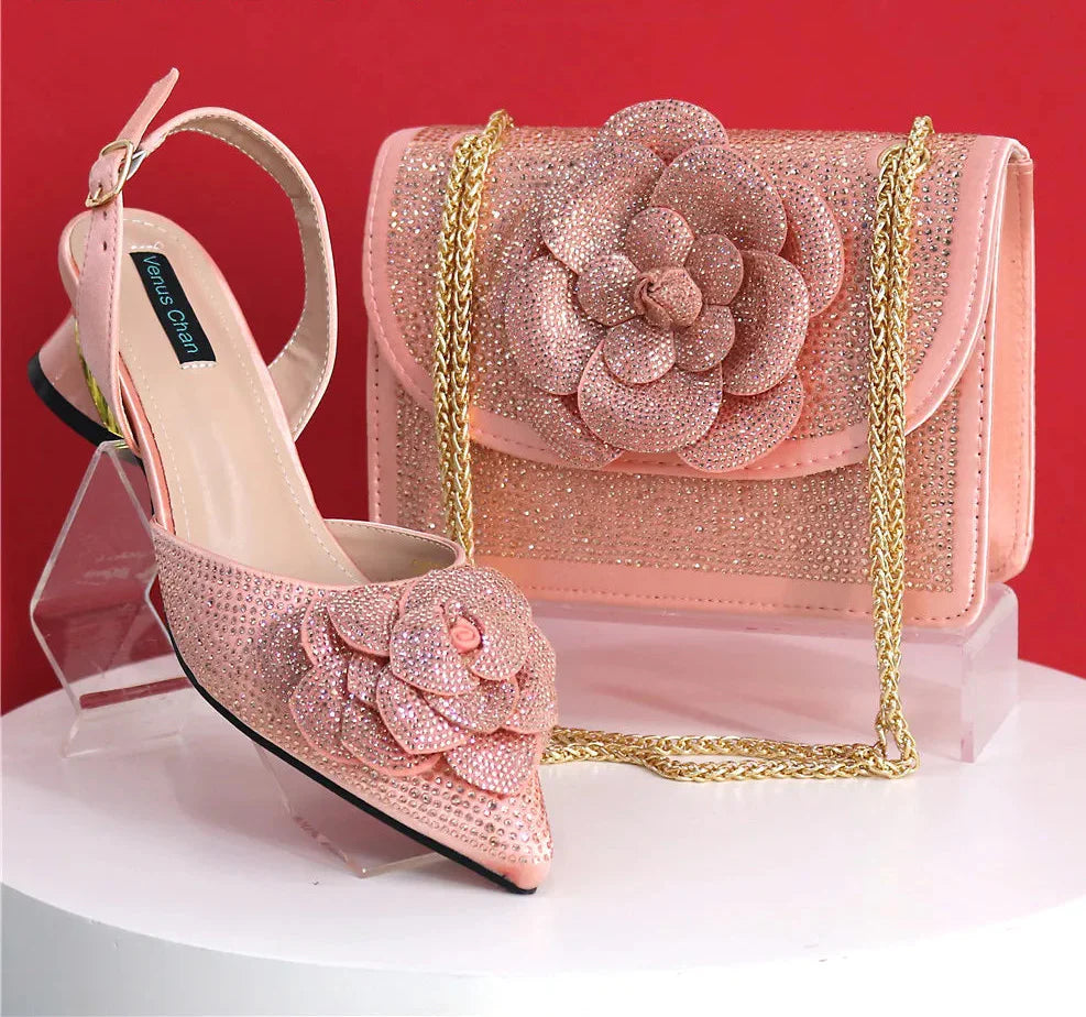 Latest Design Women's Shoes and Bags Set BRE43