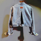 Blouse Jacket Women's Autumn Retro Cropped Denim Distinctive Gold Buckle New Comfortable Minimalist Fashionable Niche Versatile