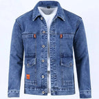 Men's Workwear Denim Jacket Spring Autumn Winter Large Size Trendy Brand Versatile Youthful Style Long Sleeve Button Decor