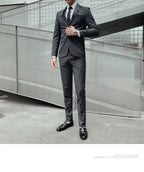 Suit Upgrade the new fabric Men's Business Gentleman Fashion Slim Work Solid Color Plus Size Fair Dress Wedding Best Man Suit