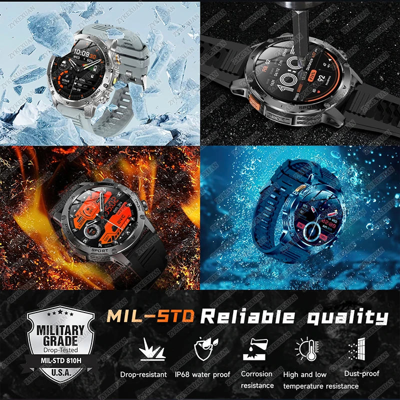 2026 Outdoor New 1000mAh Battery T-Rex 3 Military Grade Smart Watch Men IP69K Waterproof GPS HD Bluetooth Call 100+Sports Watch