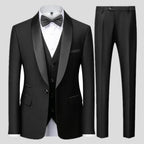 Black Men Autumn Wedding Party Three Pieces Set Large Size Male Blazer Coat Pants and Vest Fashion Slim Fit Suit