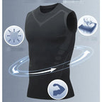 Men's sci-fi printed black vest, fashionable and casual men's quick drying T-shirt, sports and fitness round neck elastic vest