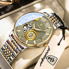 POEDAGAR Luxury Man Watch Stainless Steel Hollow Tourbillon Men Clock Luminous Mechanical Automatic Business Men's Watches Reloj