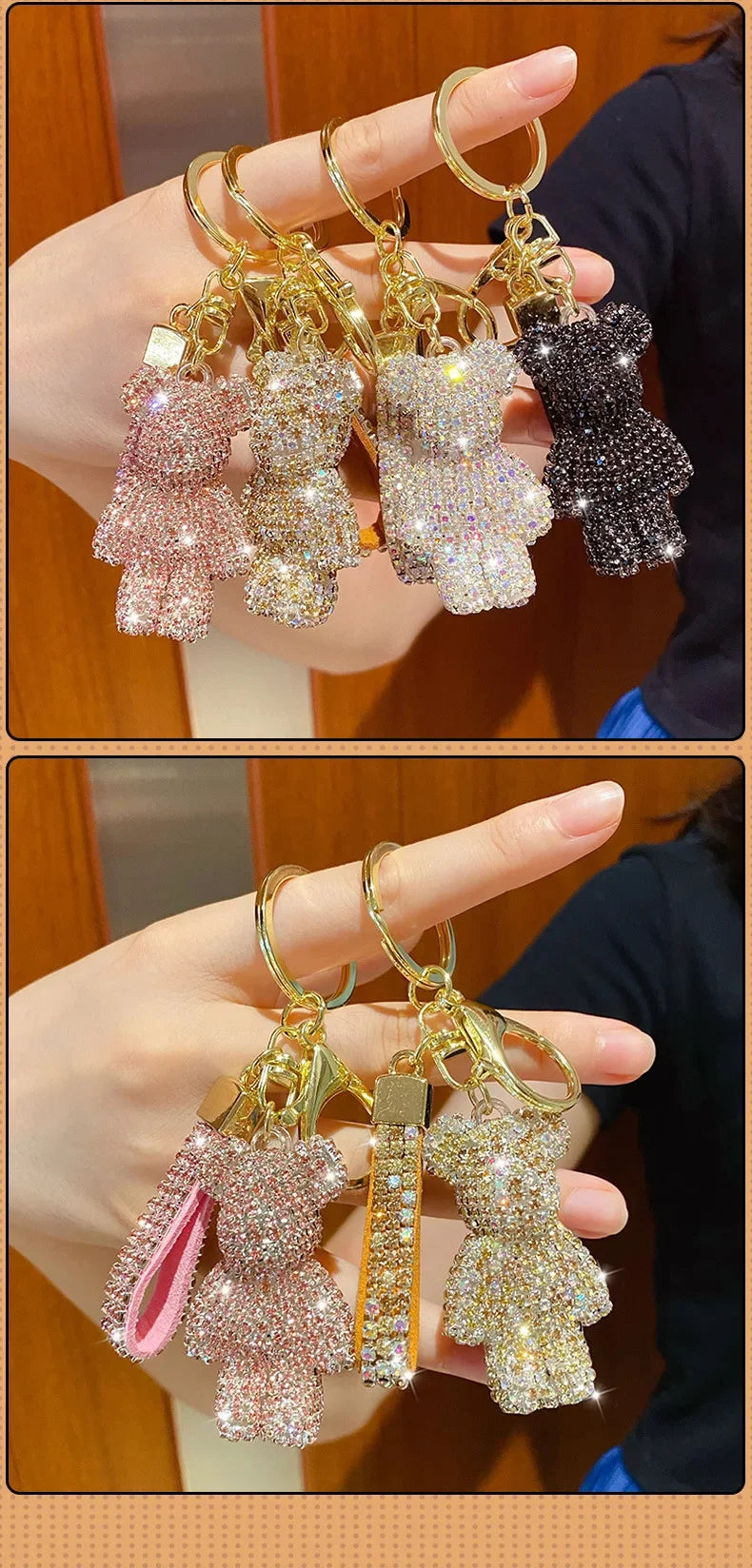 Rhinestones Bear Keychain