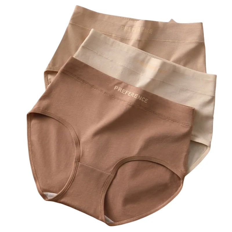 4Pcs/Set Women's High-Waist Cotton Briefs Tummy Control Panties Soft & Breathable Underwear Plus Size Comfort Lingerie M-XXL