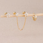 3PCS Zircon Flower Ear Stud Earrings