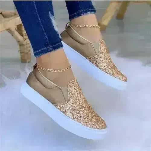 Moccasins Crystal Flat Female Loafers Shoes Gold/Black/Rose Gold