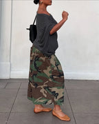 Women's Camouflage Wide Leg Pants Loose Casual High Waist Vintage Pockets Cropped Pants 2025 Fashion Harajuku Capris