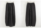 Black Polka Dot Linen Pants Women Wide Leg Summer Trousers Baggy For Ladies White Oversize Cotton Linen Pants Woman Wide