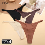 4Pcs Set Seamless Ultra-thin Underwear Women Sexy Thin Belt Panties Women's High Stretch Thongs Girls Breathable G-String Lingerie