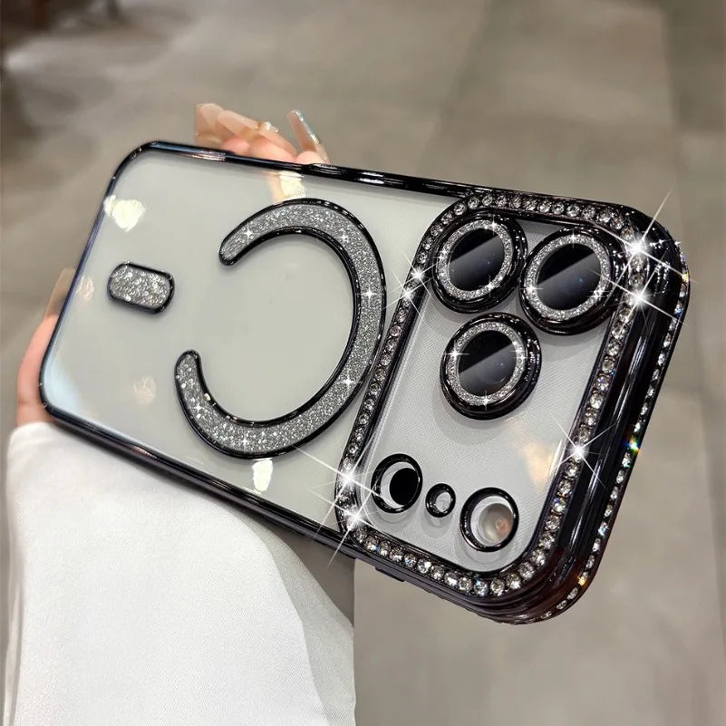 Phone Case Luxury Plating for Magsafe Case for iPhone 17 Air 16 15 14 Plus 13 12 Pro Max Magnetic Wireless Charging Transparent Soft Cover