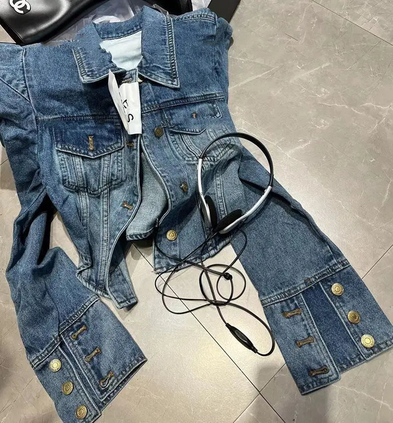 American Vintage Cropped Jackets Women Denim Chic Design Hip Hop Streetwear Young Slim Outwear Long Sleeve New Spring Popular