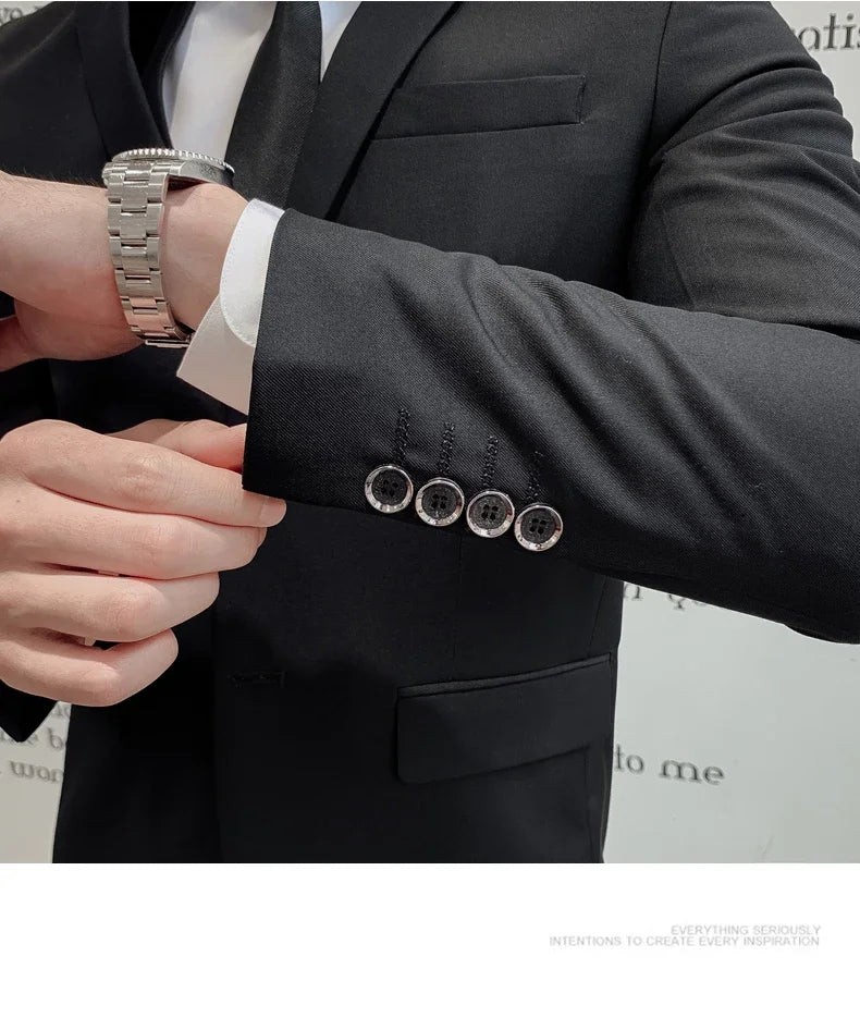 Suit Upgrade the new fabric Men's Business Gentleman Fashion Slim Work Solid Color Plus Size Fair Dress Wedding Best Man Suit