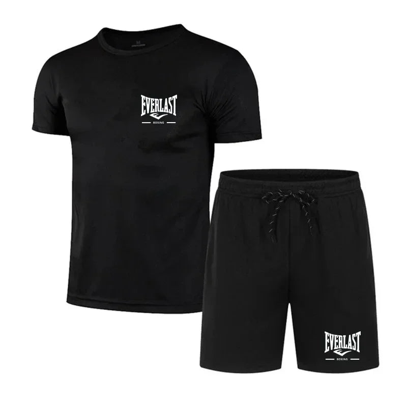 EVERLAST, ropa deportiva transpirable para correr para hombre, conjunto de dos piezas, conjunto de marca de fitness para ocio de