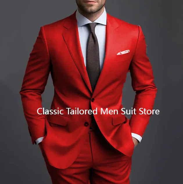 Grey Men Suits Formal Business Notched Lapel Groom Wedding Suits For Men 2 Pieces Slim Fit Tuxedos Blazer Pants Trajes De Hombre
