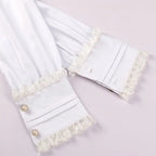 Women's Vintage Ruffle Collar Shirt 2026 Spring New Arrival High Neck Lace Trim Button Down Shirt Elegant Gothic Blouse Tops