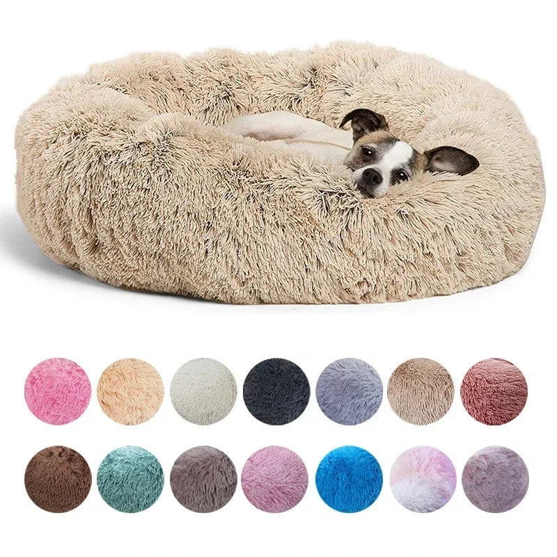 Round Pet Bed for Large Dog Bed Super Soft Cat Bed Plush Dog House for Medium Dog House Winter Warm Sleeping 40-90cm 6 Sizes