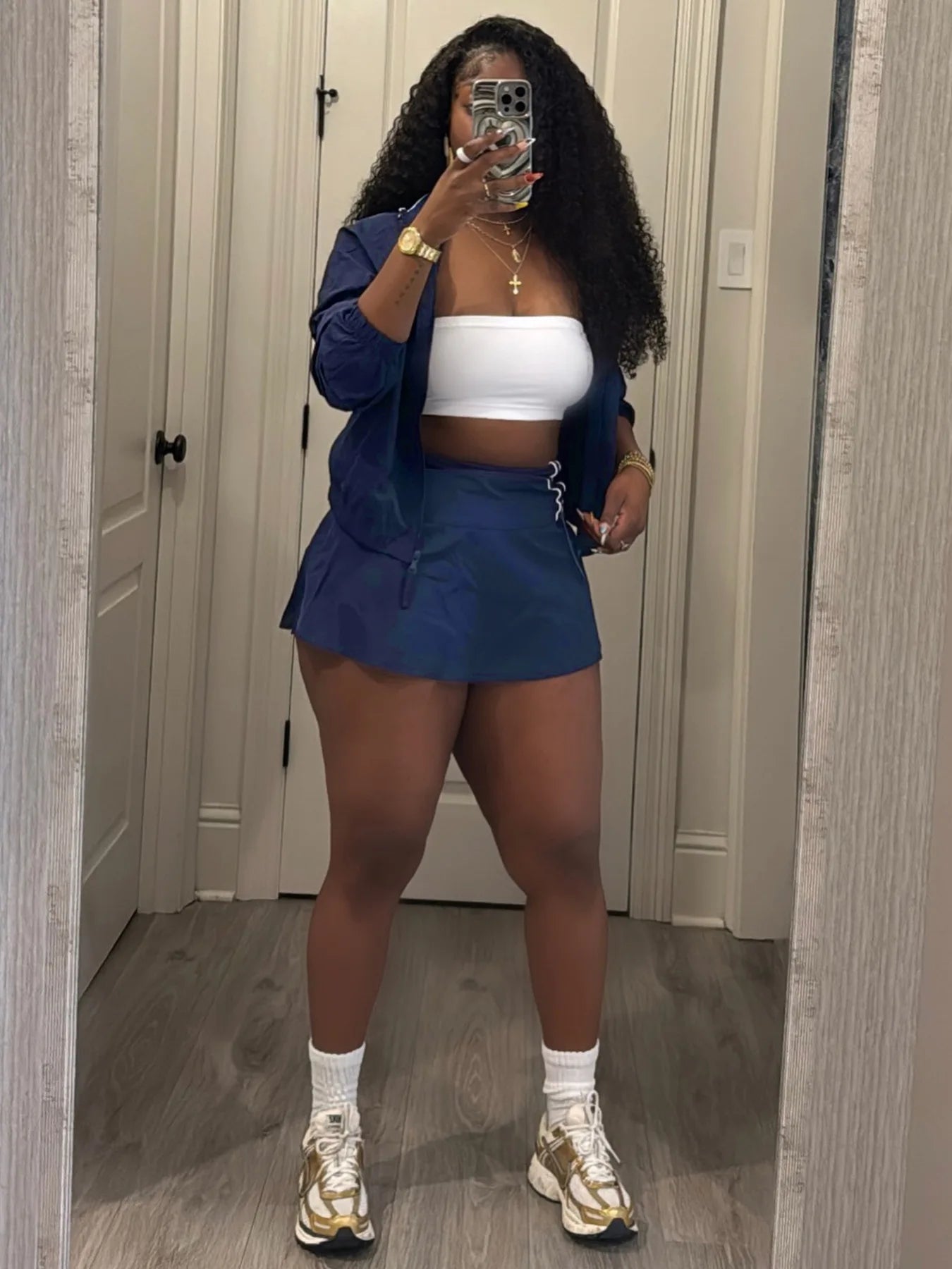 FAGADOER Casual Color Block 2 Piece Sets Woman Outfit Drawstring Ruched Patchwork Crop Top and Skirt Matching Female Streetwear