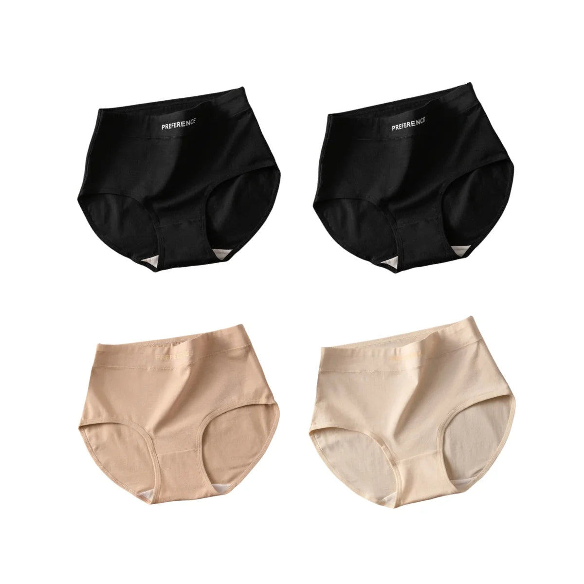 4Pcs/Set Women's High-Waist Cotton Briefs Tummy Control Panties Soft & Breathable Underwear Plus Size Comfort Lingerie M-XXL