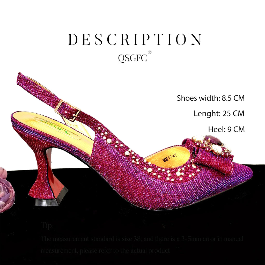 Elegant Set Pointed Toe Shoes And Bag Set QW321