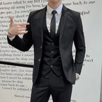 Suit Upgrade the new fabric Men's Business Gentleman Fashion Slim Work Solid Color Plus Size Fair Dress Wedding Best Man Suit