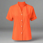 🧡 Summer Women's Satin V-Neck Short Sleeve Shirt – Elegant Casual Wear