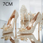 Newest Silver High Heels Wedding Women Shoes Diamond Pumps Crystal Shoes Rhinestone Pointed Toe Glitter Party