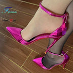 New 12CM 10CM 8CM High Heeled Women's Sandals Sexy Hollow Stiletto Single Shoes Fashion Nightclub Party Female Model Show Pumps