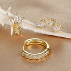 3PCS Star Zircon Hoop Huggie Earrings