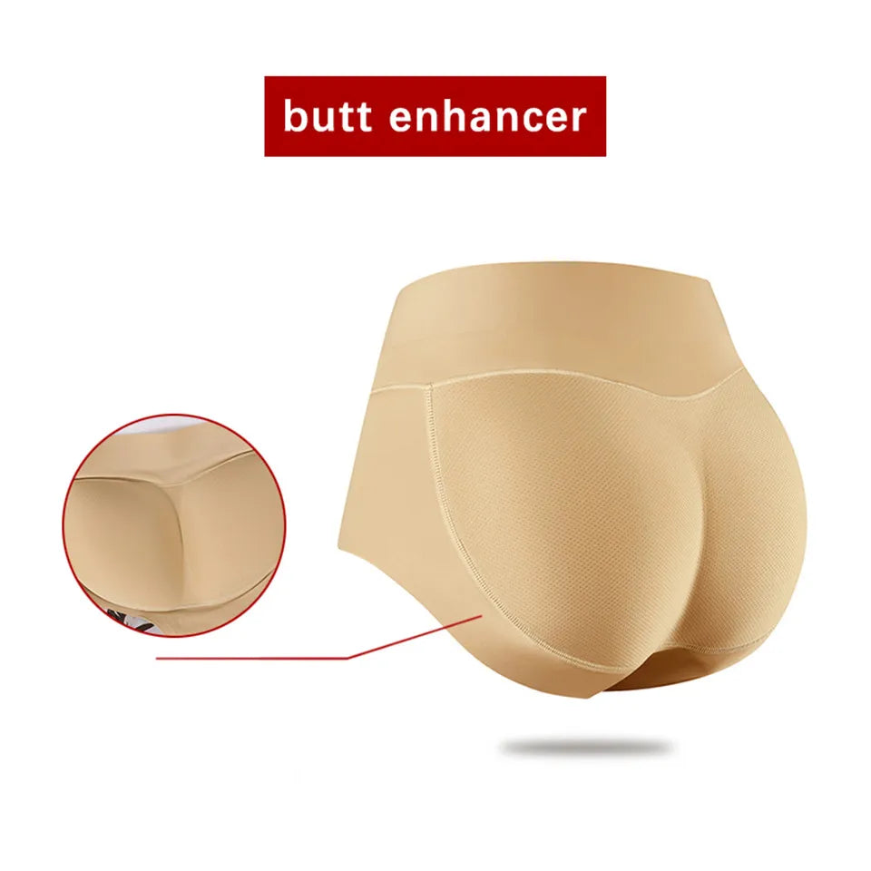 Women Body Shaper Buttocks Padded Panties Mid-Waist Hip Pad Fake Butt Lifter Underwear With Filling