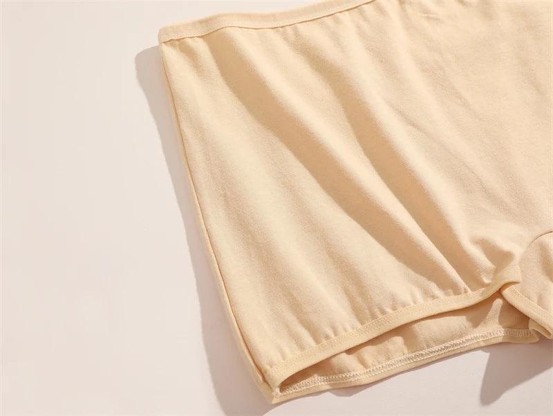 FINETOO 3PCS Women's Cotton Boyshort Panties Breathable Low Waist Solid Colors Underwear Female Casual Sports Boxers Underpants