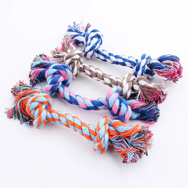 Pet Dog Toy Bite Rope Double Knot Cotton Rope Funny Cat Toy Bite Resistant and Sharp Teeth Pet Supplies Puppy Toys