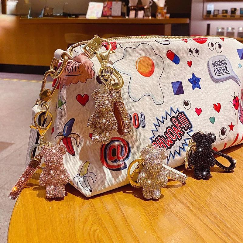 Rhinestones Bear Keychain