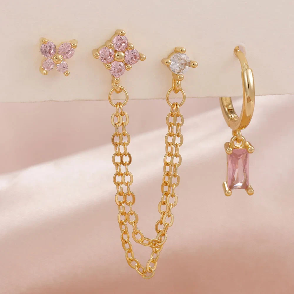 Zodiac Birthstone Earrings Set for Everyday Celestial Style