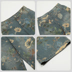 2026 New Vintage Floral Print Wide Leg Denim Pants Y2K High Waisted Distressed Washed Jeans Streetwear Loose Casual Trousers