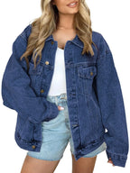 Women's Denim Jacket Denim Long Sleeve Oversized Button Jacket Fashion Jacket Autumn